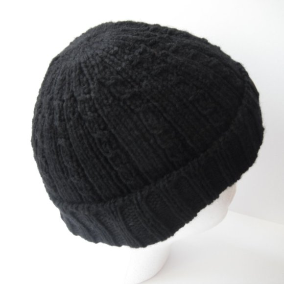 Hand Knitted Hat Toque Adult Size S-(M Acrylic Color Black - 018 Hand knit by me - Picture 4 of 9